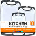 Cutting Boards for Kitchen - BPA-Free Chopping Board - Different Sizes & Non Slip Handles - Reversible, Large Cutting Board Set - Unique Gifts for Cooks Who Have Everything - 3-Pack Gray
