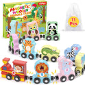 11 Pcs Magnetic Train Set Montessori Toys for Toddlers Boys Girls, Wooden Animals Preschool Learning Activities Educational Sensory Toys Stocking Stuffers Birthday Gifts