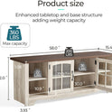 LINSY HOME Farmhouse TV Stand for 65 Inch TV, Wood Entertainment Center with Glass Door Storage Cabinet & Adjustable Shelves, Large Sturdy TV Console Table for Living Room Bedroom