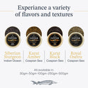 BESTER CAVIAR Royal Beluga Hybrid Sampler Set 1.05oz (30g) – Huso huso x Baerii Sturgeon Sampler Package – Caviar Serving Set with Mini Blinis (30 pcs), Mini Cooler, & 1 Spoon