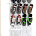 Simple Houseware 24 Pockets - Crystal Clear Over The Door Hanging Shoe Organizer, Gray (64'' x 19'')