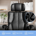 Executive Leather Office Chair, Computer Chair with Thick Cushion & Lumbar Support, Ergonomic Desk Chair with Adjustable Headrest & Armrests,Black