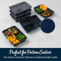 Bentgo Prep - 20-Piece 3-Compartment Reusable Meal Prep Containers with Lids, PFAS & BPA Free Materials, Durable, Microwave, Freezer, & Dishwasher Safe To Go Food Storage (Navy Blue)