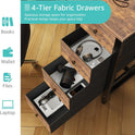 Lufeiya 40 inch Computer Desk with 4 Fabric Drawers, Kids Student Reversible Small Desks for Home Office Small Space, Work PC Desk Table for Bedroom, Rustic Brown