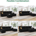 HONBAY Sectional Sofa with Storage Seat Velvet U Shaped Couch with Reversible Chaise Convertible Sectional Couches for Living Room,Black Velvet