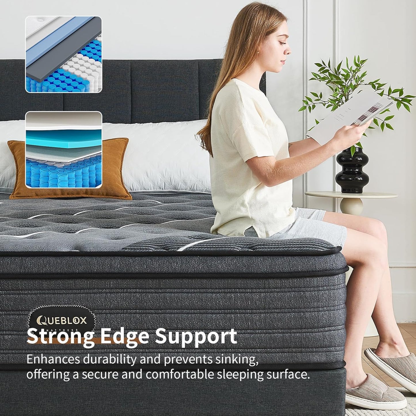 Queen Mattress, 12 Inch Hybrid Mattress in a Box, Medium Firm,Memory Foam and Individual Pocket Springs for Pressure Relief, CertiPUR-US Certified