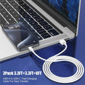 Car Carplay Cable for iPhone 17 16 15 Pro Plus Pro Max Air，3-Pack [3.3FT+3.3FT+6FT] USB A to USB C Cable for iPhone 17 16 15，for iPad Pro/Air/Mini，for Galaxy S25 S24，for MacBook Pro/Air and More