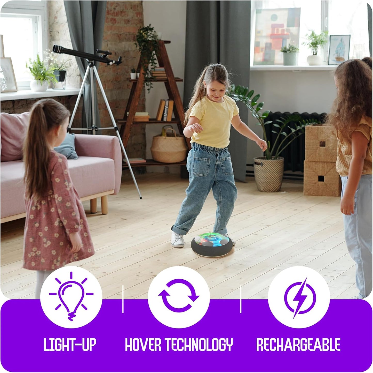 Ninja Blast Hover Soccer Light-Up Ball, Indoor Toy Games Gifts for Birthday, Kids, Boys for Age - 3 Years and up