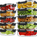 HOMBERKING 10 Pack Borosilicate Glass Meal Prep Containers with Locking Lids, Glass Food Storage Containers Set, Airtight Lunch Bento Boxes, BPA-Free & Leak Proof, 36oz & 14oz, Freezer, Oven Safe