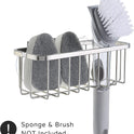 SunnyPoint NeverRust Deluxe Kitchen & Bathroom Sink Sponge Holder Organizer with Adhesive Mount - Additional Suction Cup Included – Sponge & Brush NOT Included – 7.4 x 3.3 x 2.75 Inch