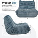 Bean Bag Chairs for Adults Giant Bean Bag Chair Memory Foam BeanBag Chair Bean Bag Sofa with Filler Faux Fur Fireside Beanbags Lazy Sofa for Living Room Bedroom Office (Bluegrey Plush, Single)