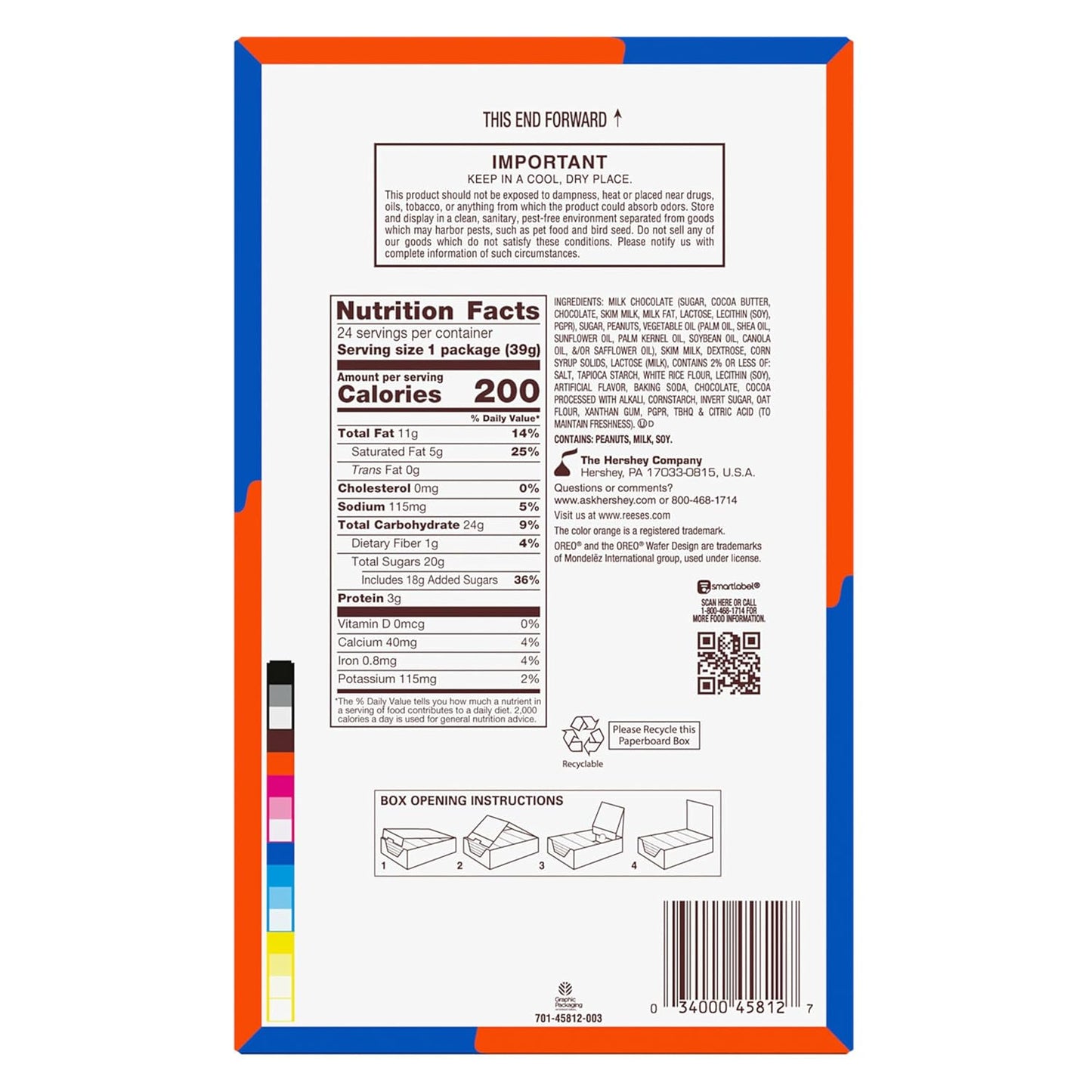 REESE'S OREO Milk Chocolate and White Creme Peanut Butter Cups, Candy Packs, 1.4 oz (24 Count)