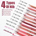 Four Candies Rose Series Gel Pens, Cute Writing Pens with Black & Pink Ink, 0.5 mm Smooth Fine Point, School Office Supplies Girly Stationery Aesthetic Desk Accessories for Women, Set of 12