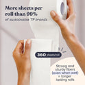 Betterway Bamboo Toilet Paper 3 Ply - Sustainable Toilet Tissue - 12 Double Rolls & 360 Sheets Per Roll - Septic Safe - Organic, Plastic Free - FSC Certified