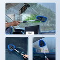 AstroAI Windshield Cleaner Tool, Car Interior Detailing Cleaning Kit with Extendable Handle and 4 Upgraded High-Density Reusable Microfiber Pads, Auto Glass Wiper Brush Kit for Cars, Blue, 15.9in-21in