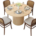 47 inch Round Dining Table for 4, Kitchen Table Dinner Table with 2-Layer Storage Shelf and Wood Slide Door for Home Dining Room Living Room (Natural)