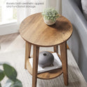 VASAGLE MAEZO Collection - Side Table, 2-Tier Small Round End Table, Nightstand with Tapered Legs, Curved Transitions, for Small Spaces, Living Room, Bedroom, Rustic Walnut ULET283T41