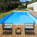 3 Pieces Outdoor Patio Furniture Set Rocking Bistro Set Outdoor Rattan Conversation with Coffee Table for Garden Balcony Backyard Poolside (Grey Cushion)