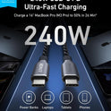 Anker Prime USB C to USB C Cable, 240W Fast Charging Cord, Upcycled-Braided Nylon with 100-Year Bend Durability for iPhone 17 Series, MacBook, Galaxy S24(6 FT)