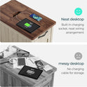 LINSY HOME Farmhouse End Table with Charging Station, Narrow Side Table for Living Room, Sofa Side Table with Drawer and Storage Cabinet, Small Nightstand for Home Office