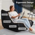 Bean Bag Chairs for Adults Giant Bean Bag Chair Memory Foam BeanBag Chair Bean Bag Sofa with Filler Faux Fur Fireside Beanbags Lazy Sofa for Living Room Bedroom Office (Black Plush, Single)