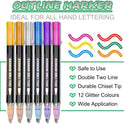 Stocking Stuffers, Outline Glitter Markers, Stocking Stuffers for Teen Girl Gifts Trendy Stuff, 12 Shimmer Markers Outline Pens for Art Supplies for Kids 9-12, Gifts for 4-12 Year Old Girls