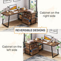 Tribesigns L-Shaped Computer Desk with 3 Drawers, Reversible Corner Home Office Desk with Shelves, 53-Inch Industrial PC Desk Study Writing Table Workstation for Small Space, Rustic Brown