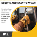 Wells Lamont Leather Work Gloves for Men – Heavy Duty, Cowhide, Abrasion & Puncture Resistant – Adjustable Wrist, Gunn Cut Design, Ideal for