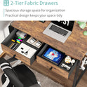 Lufeiya Small Computer Desk with 2 Drawers for Bedroom, 31 Inch Home Office Desk with Storage Fabric Drawer and Bag, Study Writing Table for Small Spaces, Rustic Brown