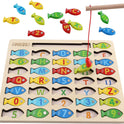 Magnetic Wooden Fishing Game Toy for Toddlers, Alphabet Fish Catching Counting Games Puzzle with Numbers and Letters, Preschool Learning ABC Math Educational Toys 3 4 5 Years Old Girl Boy Kids