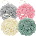 Shower Loofah Bath Sponge, 60G Loofah Exfoliating Body Scrubber, 4 Color Mesh Shower Pouf Balls for Body Wash (Ice Cream)
