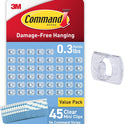 Command Indoor Mini Light Clips, 45 Clear Clips and 54 Command Strips, Damage Free Hanging Christmas Decorations, Wall Clips for Hanging Lights and Cable Management, Holds up to 0.3 lb