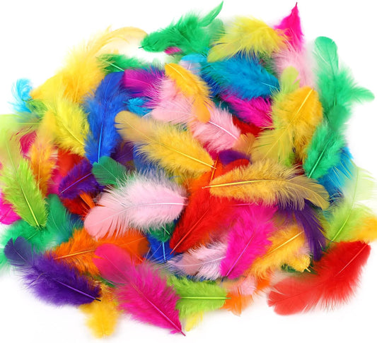 Soarer Colorful Craft Rooster Feathers - 300pcs 3-5inch Colored Feathers Bulk for Kindergarten DIY Crafts,Wedding Home Party Decorations,Dream Catcher Supplies(Rooster Colorful)