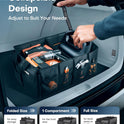 HOTOR Trunk Organizer - Car Organizer, Foldable Trunk organizer for SUVs & Sedans, Sturdy Car Organization for Car Accessories, Tools, Sundries, Black, 2 Compartments, 21.3"×12.6"×10.6"