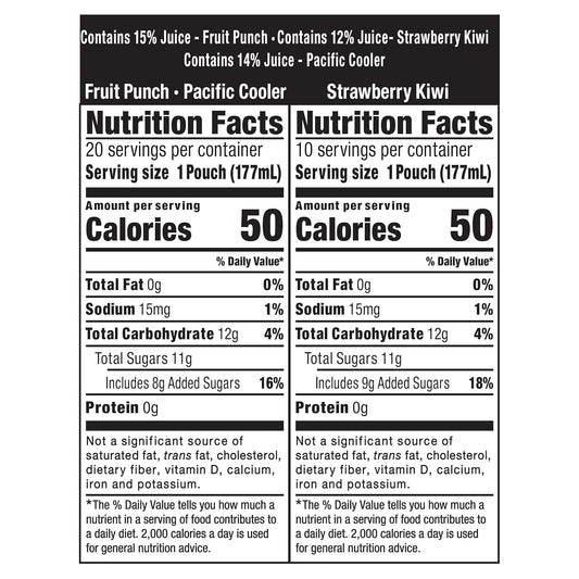 Capri Sun Fruit Punch, Strawberry Kiwi and Pacific Cooler Flavored Juice Drink Blend Variety Pack, 30 ct Box, 6 fl oz Pouches
