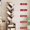 SUNMORY 6 Tier Tree Bookshelf, Small Bookcase with Storage Cabinet, Modern Tall Narrow Bookshelves Organizer, Floor Standing Book Shelf for Bedroom/Living Room/Home Office/Corner, Rustic Brown