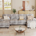 JUMMICO Sectional Couches for Living Room, U Shaped Couch with Chenille Fabric, 4 Seat Modern Sofa with Removable Pillows for Apartment and Small Space (Fabric, Grey)