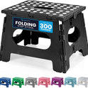 Handy Laundry Folding Step Stool - Sturdy Enough Collapsible Stool to Support Adults and Safe Enough for Kids - Opens Easy with One Flip - Great for Kitchen, Bathroom or Bedroom (Black - 9 Inch)