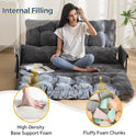 MAXYOYO Adjustable Floor Sofa Couch with 2 Pillows, Multi-Functional Bean Bag Bed, 5-Position Foldable Lazy Sofa Sleeper Bed with Armrest, Versatile Floor Seating for Reading, Dark Grey, Double