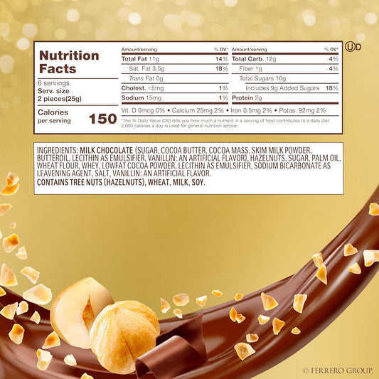 Ferrero Rocher Gourmet Hazelnut Milk Chocolate Gift Box, 12 Individually Wrapped Chocolates, 5.3 oz