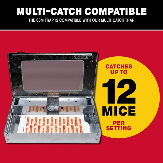 Catchmaster Pro Strength Mouse & Insect Glue Boards 60pk Traps Indoor for Home, Adhesive Bug Catcher, Rat & Rodent Sticky Trap, Non Toxic Bulk Pre-Baited Glue Traps, Pet Safe House Pest Control