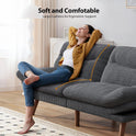 Pipishell Convertible Futon Sofa Bed,66" Corduroy Futon Couch with Adjustable Backrest and Armrests, Recliner Sleeper Sofa for Small Spaces, Play Room or Office, Grey