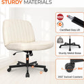 Orange Factory Criss Cross Chair Wheels Wide Cross Legged Office Desk Vanity Chair Comfy Fabric Armless Adjustable Swivel for Home Computer Task (Beige)