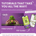 Cookie Box Crochet Kit for Beginners – Gift Set to Make Turtle Hugo Amigurumi Plushie – Easy DIY Crochet & Knitting Starter Kit with Video and PDF Tutorials
