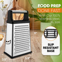 Spring Chef Professional Cheese Grater - Stainless Steel, XL Size, 4 Sides - Perfect Box Grater for Parmesan Cheese, Vegetables, Ginger - Dishwasher Safe - Black