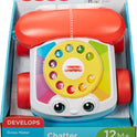 Fisher-Price Toddler Pull Toy Chatter Telephone Pretend Phone with Rotary Dial and Wheels for Walking Play Ages 1+ years