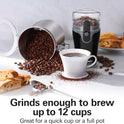 Hamilton Beach Fresh Grind Electric Coffee Grinder for Beans, Spices and More, Stainless Steel Blades, Removable Chamber, Makes up to 12 Cups, Black