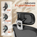Ergonomic Office Chair, Mesh Desk Chair with Footrest, Adjustable Lumbar Support, 3D Armrest & Large Headrest, 3-Gear Tilt Recline, Stable Swivel Computer Gaming Chairs for Man Woman
