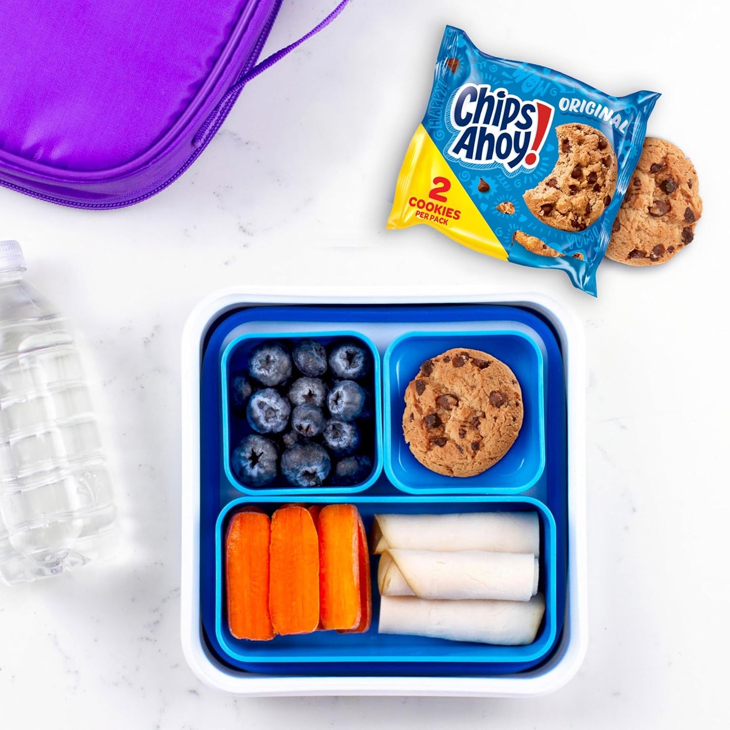 CHIPS AHOY! Cookies Variety Pack, Original Chocolate Chip, Chewy Chocolate Chip with Reese's Peanut Butter Cups & Chewy Hershey's Fudge Filled Soft Cookies, 50 Snack Packs