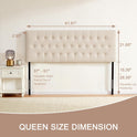 Tufted Upholstered Headboard Queen Size, Solid Wood Head Board with Durable Metal Legs, Adjustable Height Bed headboard from 37” to 51” Fabric Headboard in Modern Button Design, Beige